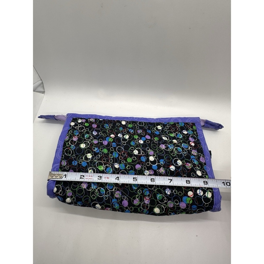 Handmade‎ Quilted Zippered Purse Clutch Purple Black Multicolor Fabric Bag